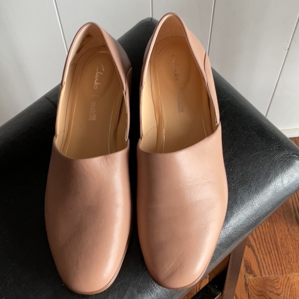 Clarks Tan Leather Slip-On Shoes